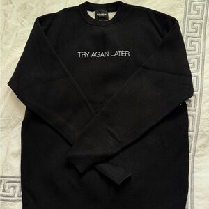 PULL&BEAR Black Sweater - 'Try Again Later'